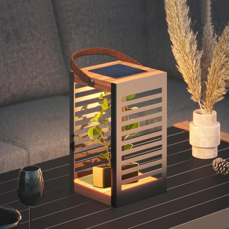 Solar Yard فوانيس شمسية خارجية، مصباح شمسية زخرفي خارجي مقاوم للماء من الفولاذ مع مقبض لتزيين الطاولة في الفناء، الحديقة، الشرفة، صغير - Image 1